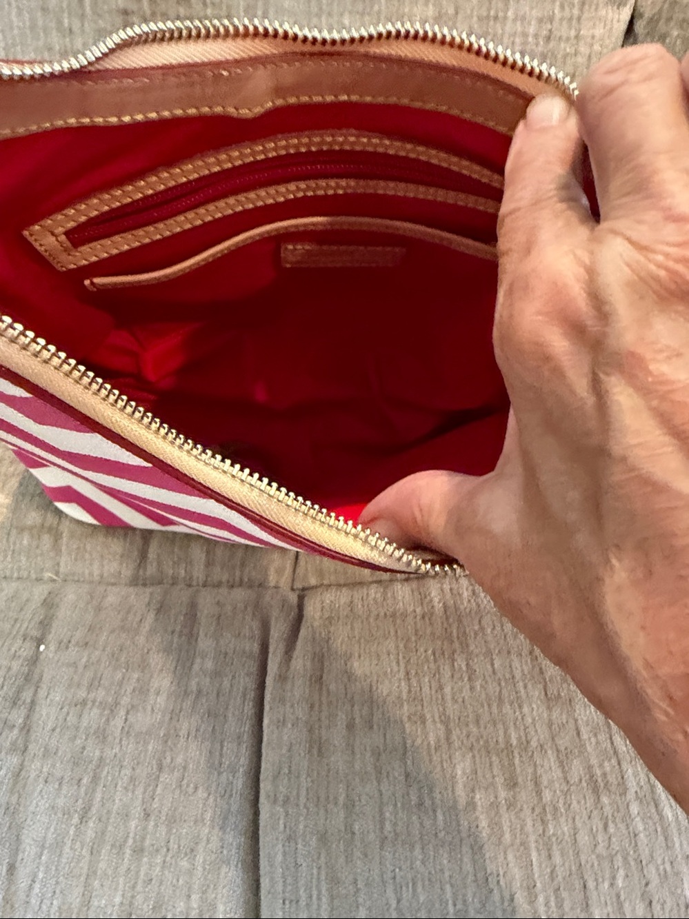Dooney and Burke Chevron, hobo bag and pink and white zigzag - Picture 10 of 12